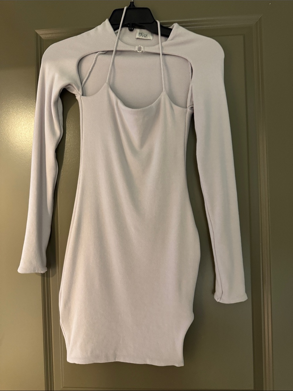 Oh Polly Lilac Cutout Long-Sleeve Mini Dress